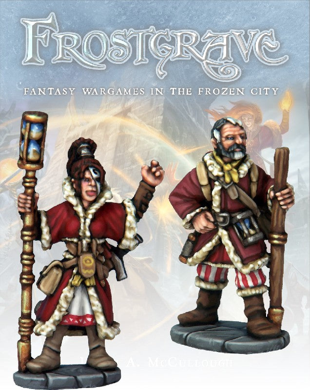 Frostgrave Chronomancer & Apprentice, 28 mm Scale Model Metal Figures