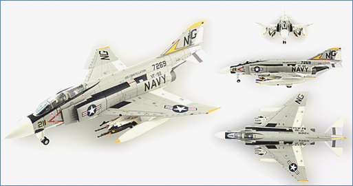 McDonald Douglas F-4J Phantom II VF-92 “Silver Kings” NG211 USS Constellation 1972, 1:72 Scale Diecast Model