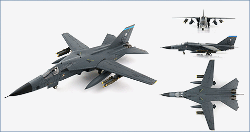 General Dynamics F-111F Aardvark 523rd TFS “Crusaders”, 1:72 Scale Diecast Model Multi View