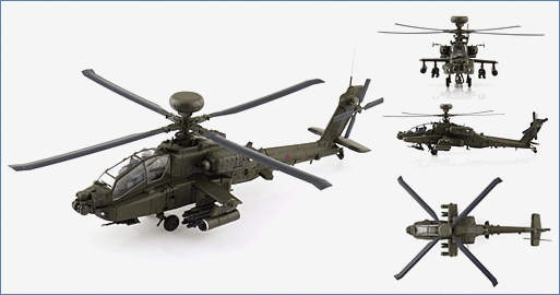 Boeing/Westland AH Mk 1 (WAH-64D) Apache, British Army Air Corps “Operation Herrick” Afghanistan, 1:72 Scale Diecast Model