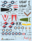 North American F-51D Korean War, 1/72 Scale Plastic Model Kit Decals