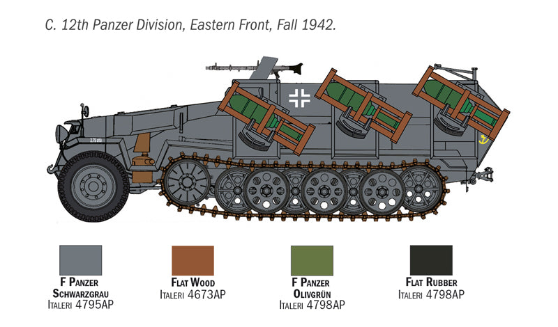 Sd.Kfz. 251/1 Wurfrahmen Stuka Zu Fuss Half-Track 1/72 Scale Model Kit Version 2