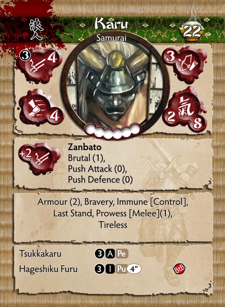 Bushido “Karu” Miniature Figure Profile Card Front