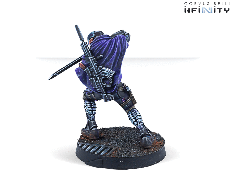 Infinity CodeOne PanOceania Kunai Solutions Ninjas Miniature Game Figure Rear View