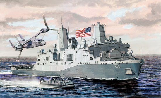 LPD-21 USS New York San Antonio Class Amphibious Ship 1/700 Scale Model Kit Box Art