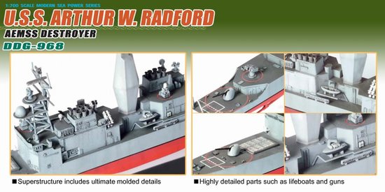 DDG-968 USS Arthur W. Radford, AEMSS Spruance Class Destroyer 1/700 Scale Model Kit Detail Views