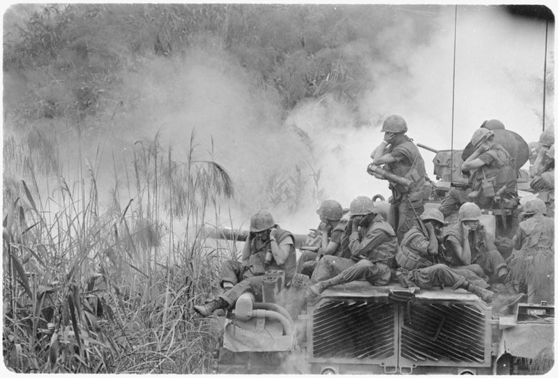 US Marines atop M48 Patton Tank Vietnam 1968