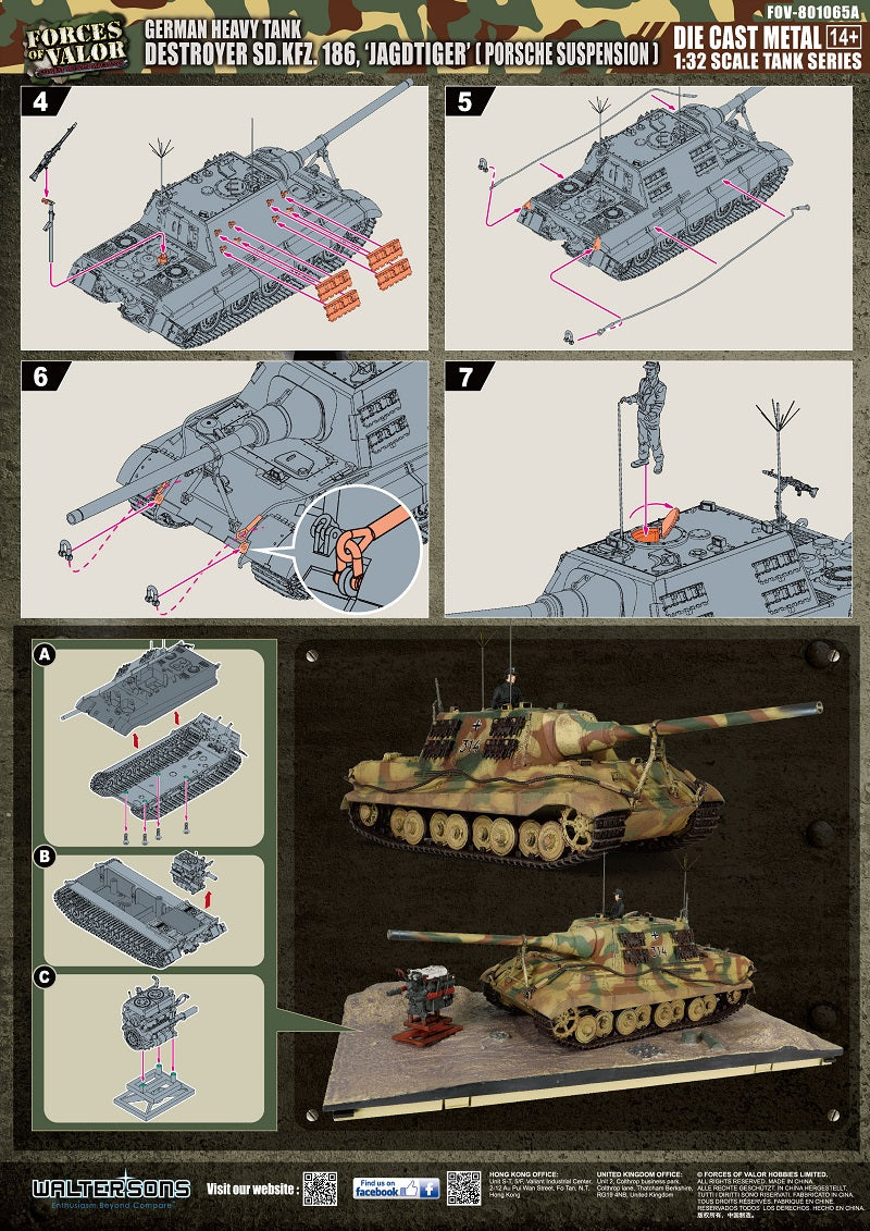 Sd.Kfz. 186 Jagdtiger German Heavy Tank Destroyer Porsche Suspension 1945, 1/32 Scale Model Manual Page 2