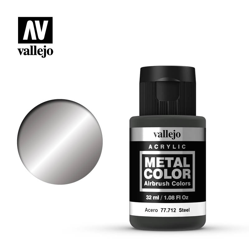 Metal Color Steel Acrylic Paint, 32 ml Bottle By Acrylicos Vallejo