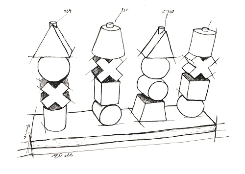 Natural Colored XL Wood Stacking Toy Drawing