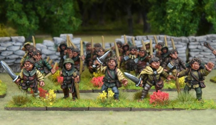 Oathmark Halfling Soldiers, 28 mm Scale Model Metallic Figures Painted Example