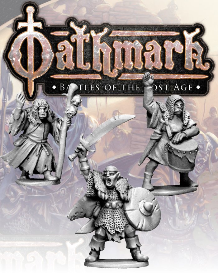 North Star Military Figures Oathmark Orc King, Wizard & Musician, 28 mm Scale Metal Figures Unpainted