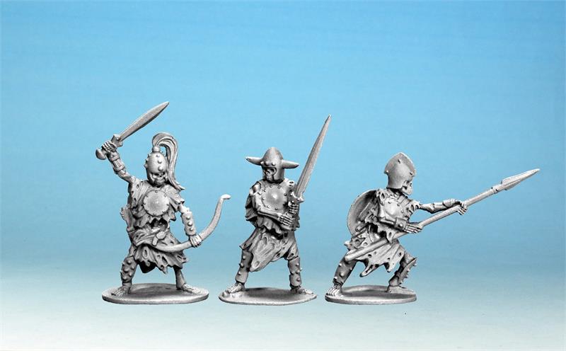 Oathmark Skeleton Champions, 28 mm Scale Metal Figures Closeup