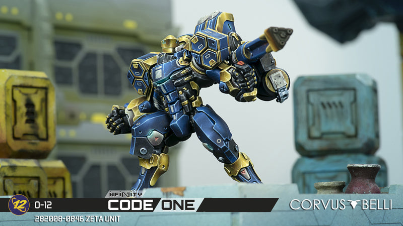 Infinity CodeOne O-12 Zeta Unit Miniature Game Figure Side View