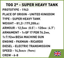 TOG 2 Super Heavy Tank, 1225 Piece Block Kit  Technical Information