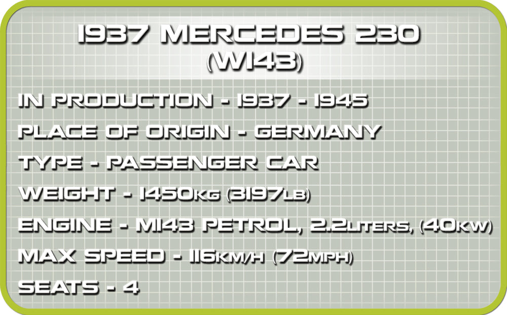 1937 Mercedes 230, 248 Piece Block Kit Technical Information