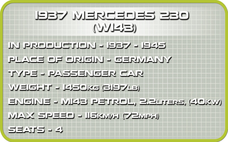 1937 Mercedes 230, 248 Piece Block Kit Technical Information
