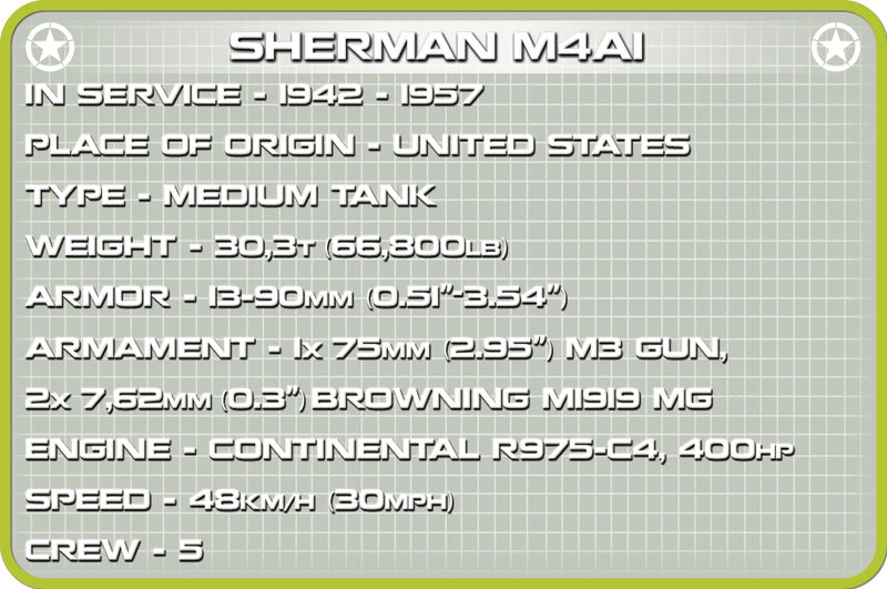 M4A1 Sherman Tank, 300 Piece Block Kit Technical Information