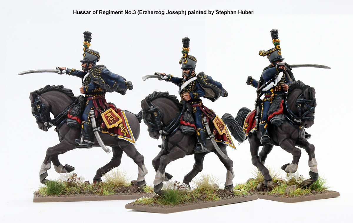 Napoleonic Austrian Hussars 1805 - 1815, 28 mm Scale Model Plastic Figures Regiment No 3