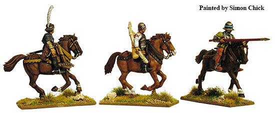 Painted 28mm plastic mounted archers and spearmen by Simon Chick