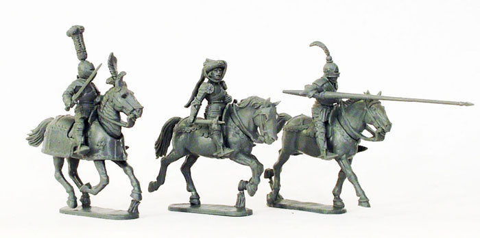Assembled 28mm plastic late medieval knights with lances and swords