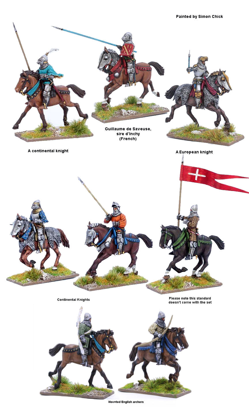 Painted Perry Miniatures Agincourt Mounted Knights 1415–1429 28mm Miniatures Display