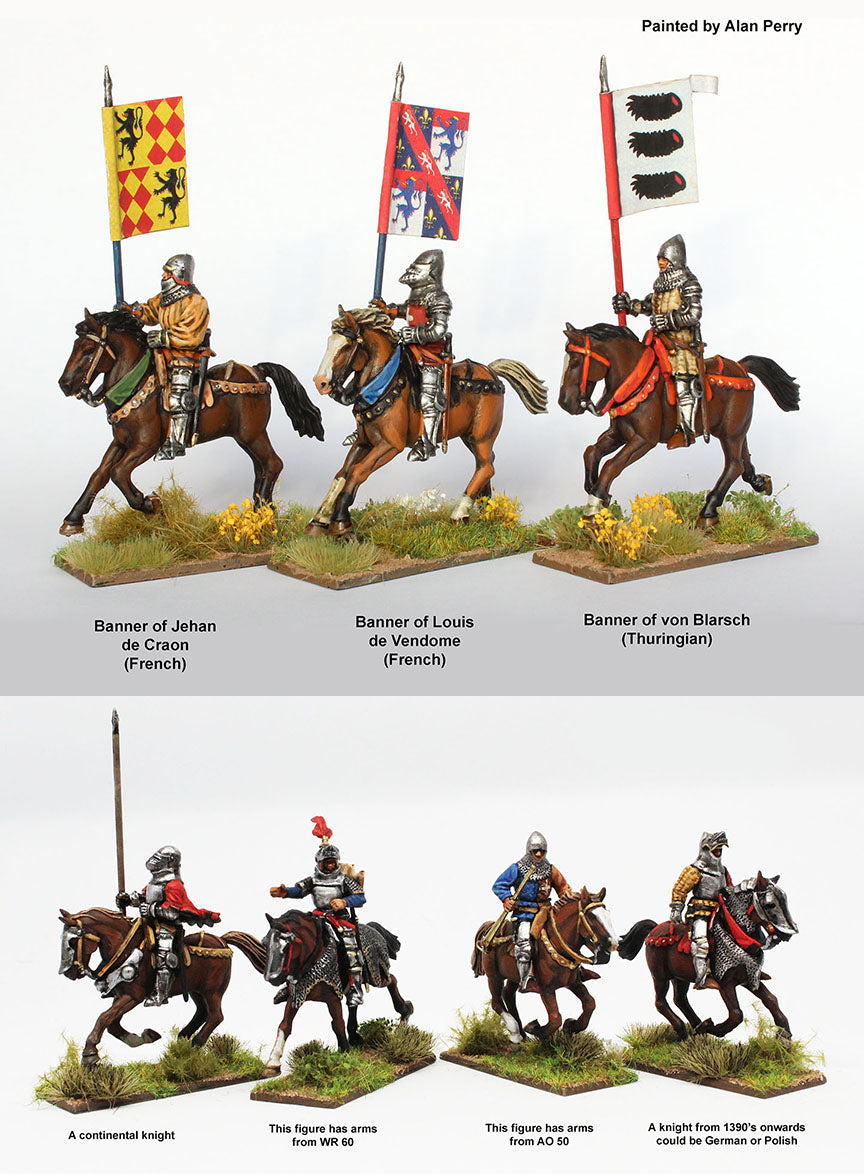 Painted Perry Miniatures Agincourt Mounted Knights 1415–1429 28mm Miniatures With Banners