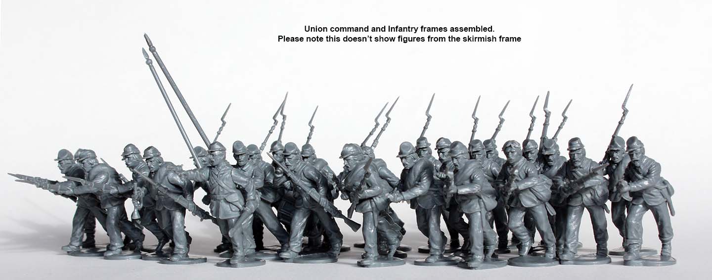 40 unpainted Civil War miniatures with command and skirmish options