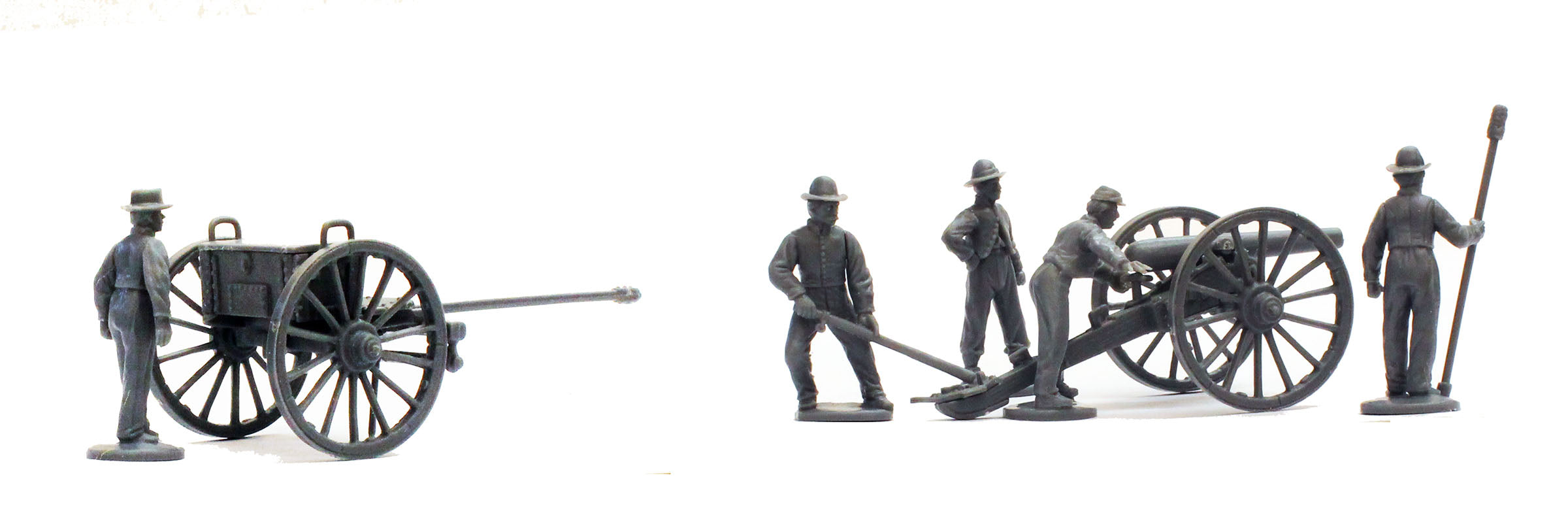 Perry Miniatures ACW Artillery unpainted example with guns, limbers, and crew parts