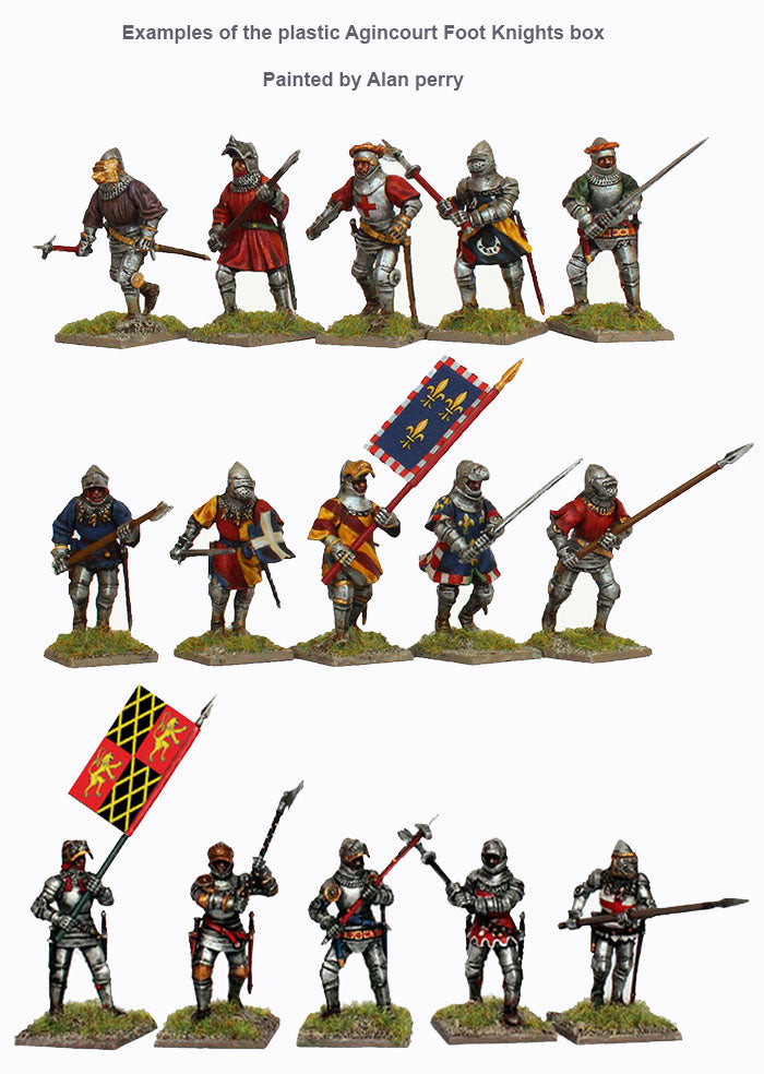 Painted 28mm Agincourt Foot Knights for medieval wargaming