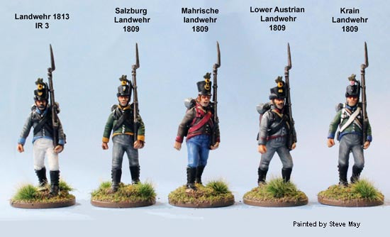 Painted Perry Miniatures Austrian German Infantry battalion 28mm figures example unit colors