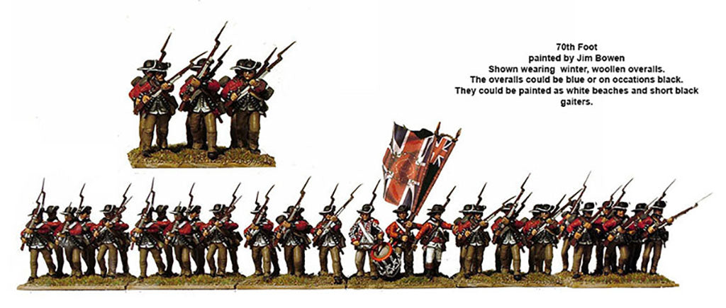 Painted Perry Miniatures British Infantry 1775–1783 miniatures in marching poses 70th Foot