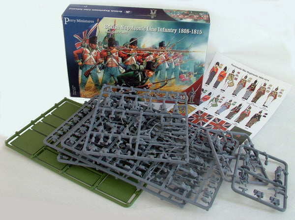 Unboxing 28mm Perry Miniatures British Napoleonic Line Infantry showing gray plastic frames and bases