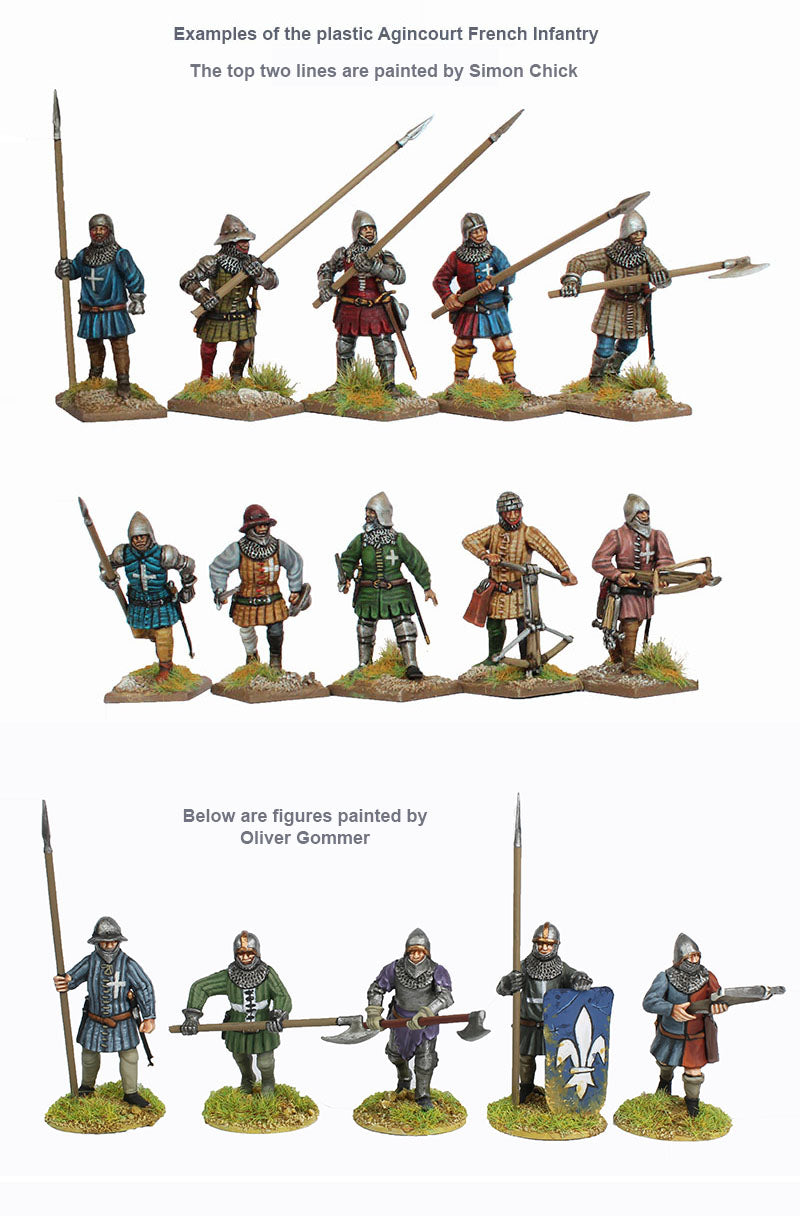 Perry Miniatures Agincourt French Infantry 28 mm Plastic Miniatures Kit Painted Examples 
