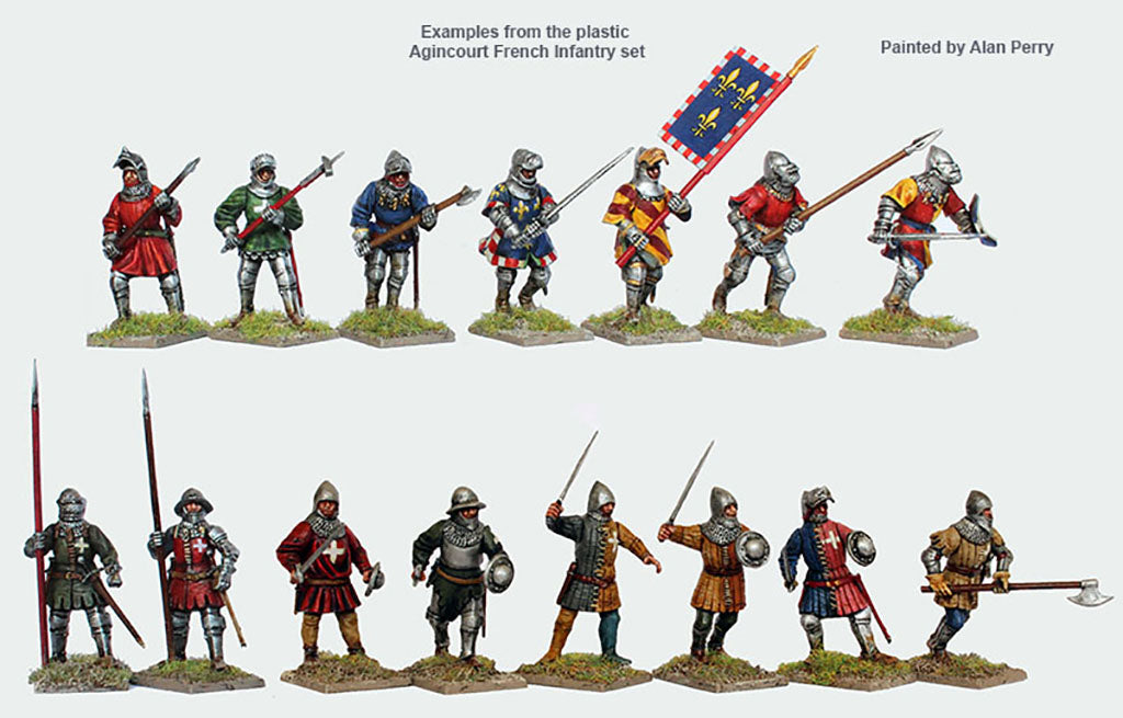 Perry Miniatures Agincourt French Infantry 28 mm Plastic Miniatures Kit Painted Examples By Alan Perry
