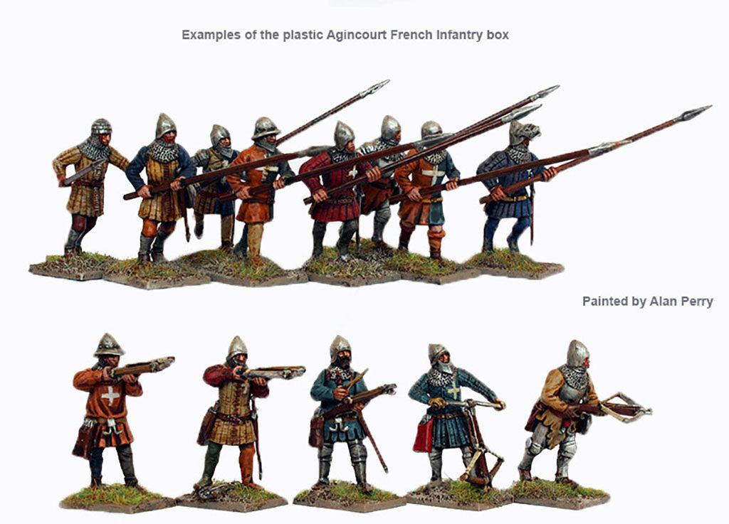 Perry Miniatures Agincourt French Infantry 28 mm Plastic Miniatures Pike & Crossbowmen Example