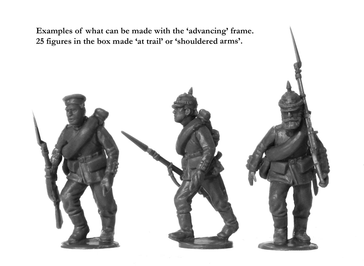Franco-Prussian War 1870 – 1871 Prussian Infantry Advancing, 28 mm Scale Model Plastic Figures At Trail and Shoullder Arms Poses