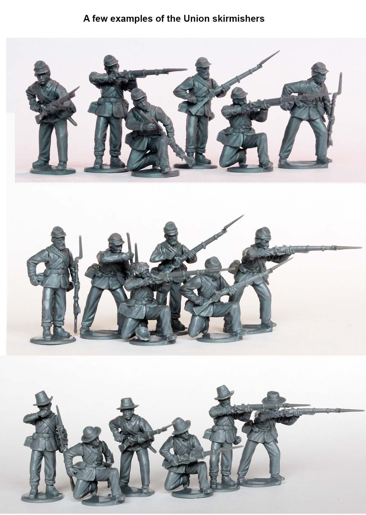 Perry Miniatures ACW Union Infantry In Sack Coats Skirmishing 1861-1865, 28mm Scale Plastic Figures Example