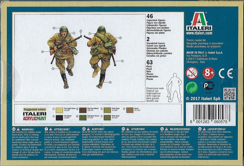 Russian Infantry WWII, 1/72 Scale Plastic Figures Back Of Box