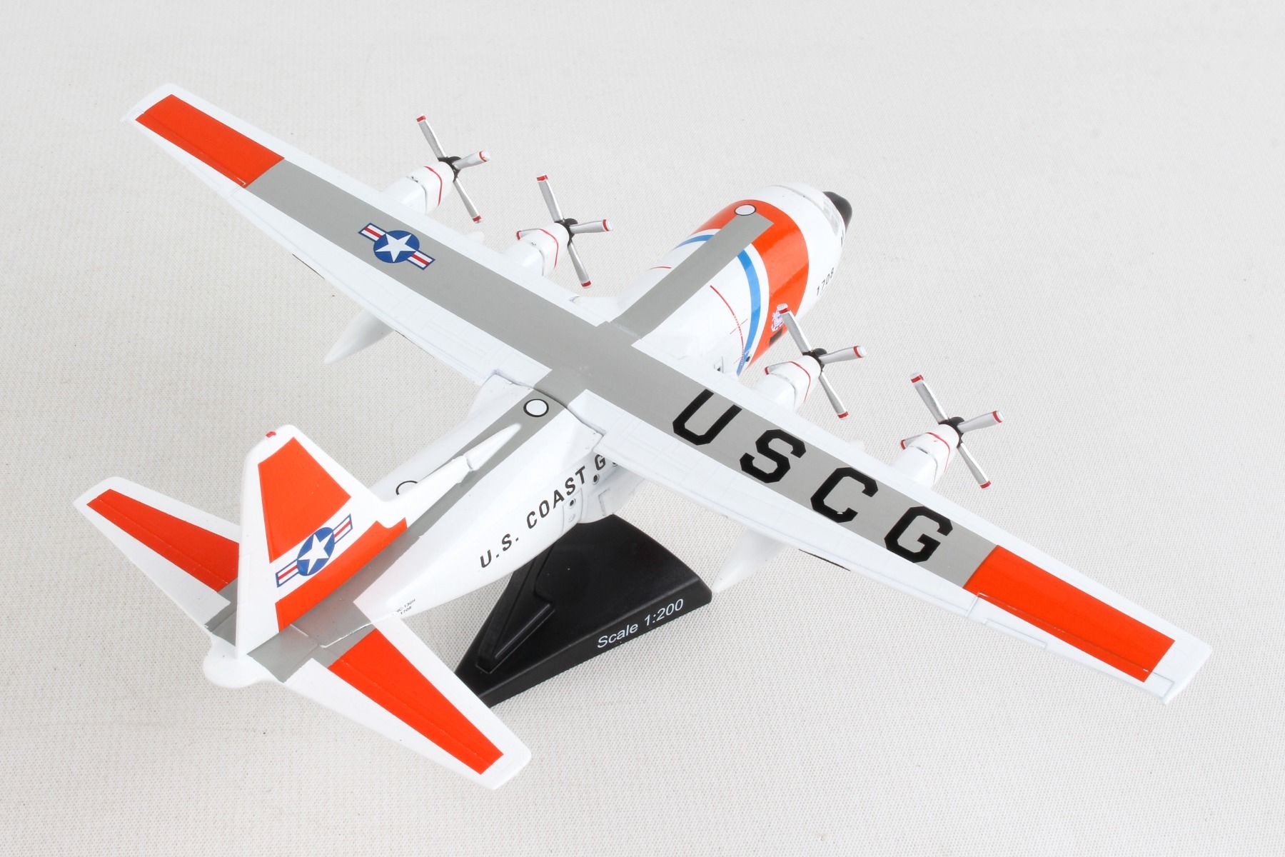 Lockheed Martin C-130 Hercules United States Coast Guard 1/200 Scale Model Right Rear View