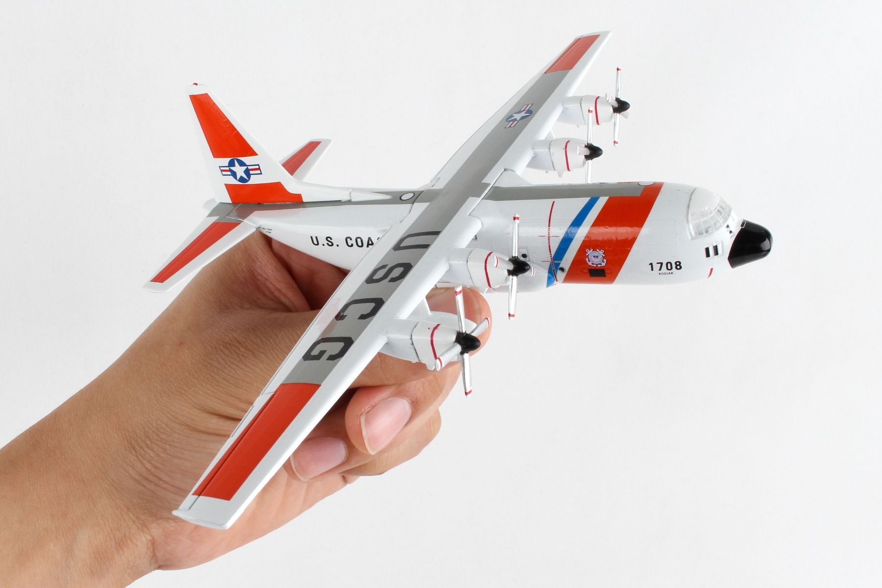 Lockheed Martin C-130 Hercules United States Coast Guard 1/200 Scale Model In Hand