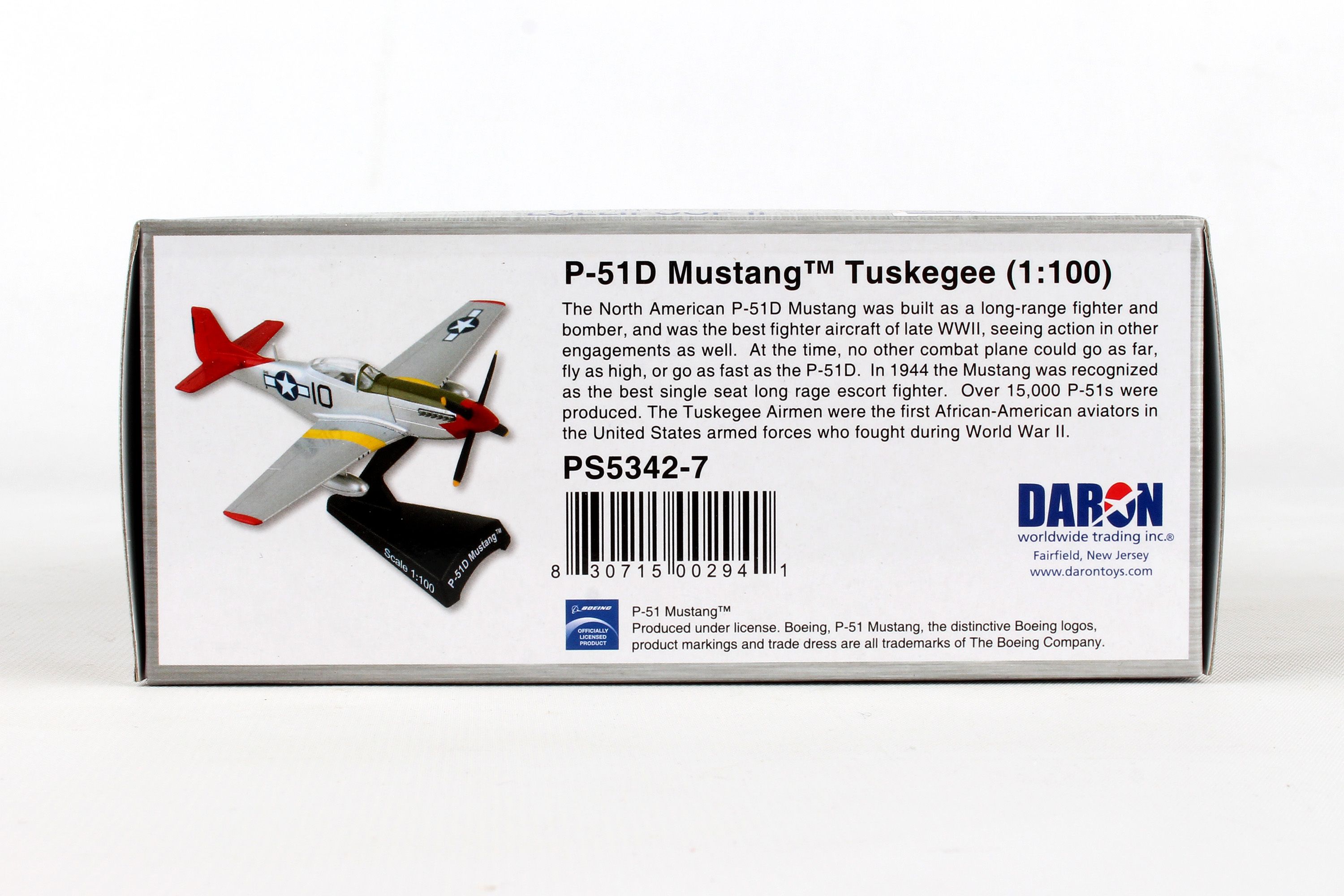 North American P-51D Mustang Tuskegee Airmen, 1/100 Scale Model Box Side