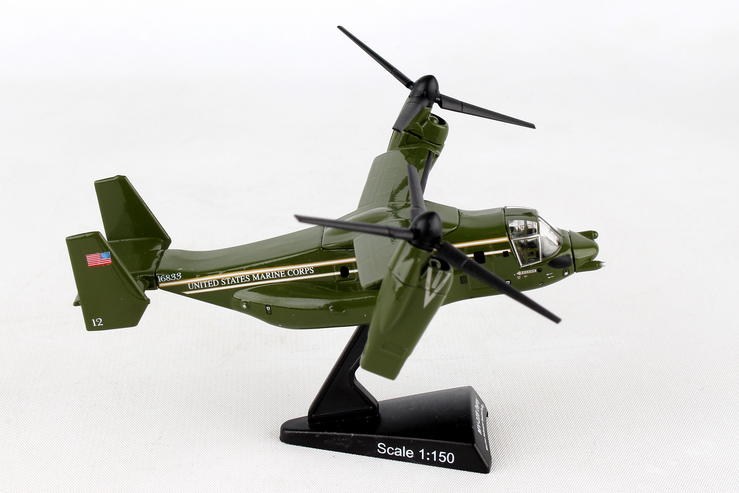 Bell Boeing MV-22B Osprey HMX-1, 1:150 Scale Diecast Model Right Side View