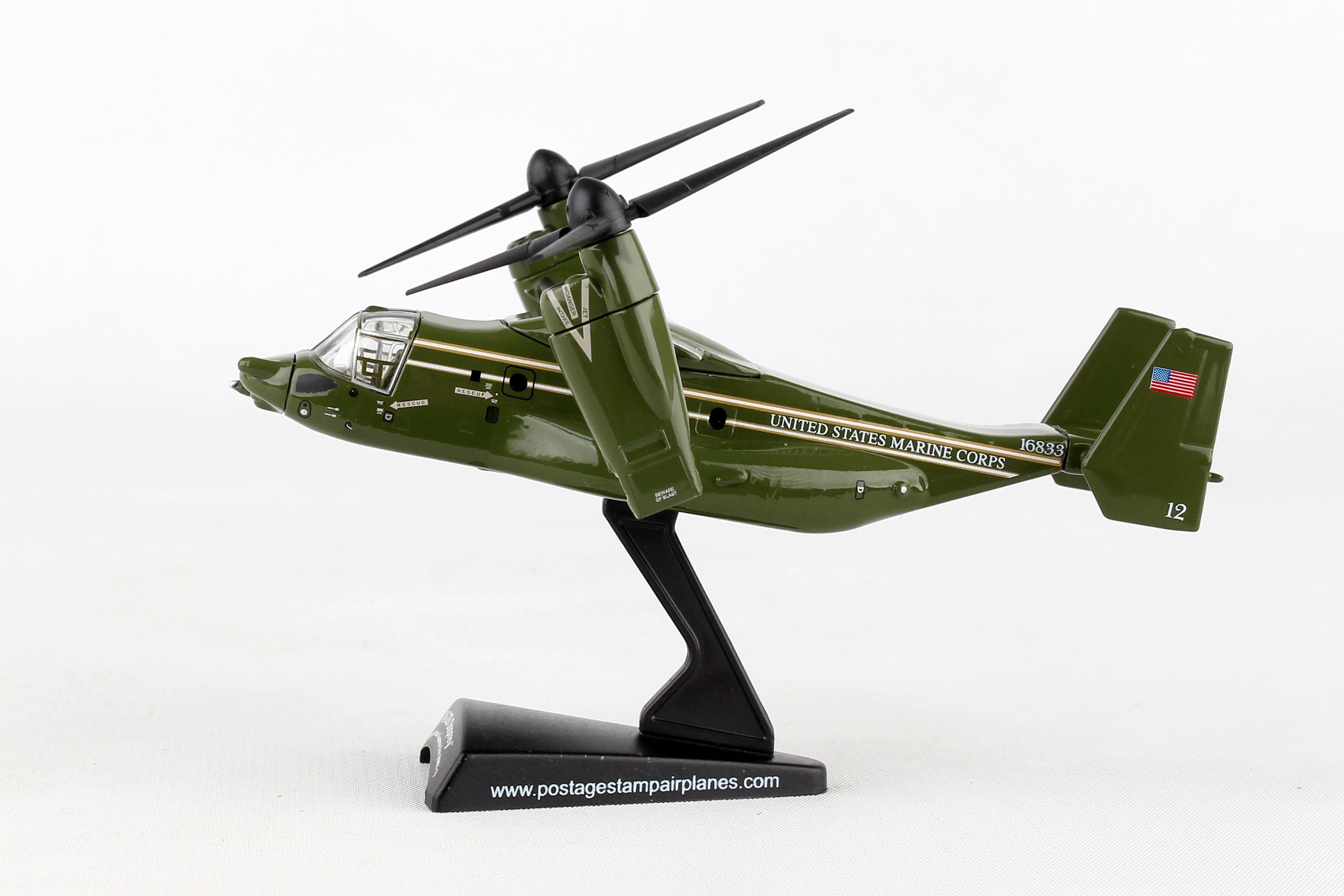 Bell Boeing MV-22B Osprey HMX-1, 1:150 Scale Diecast Model Left Side View In Transition