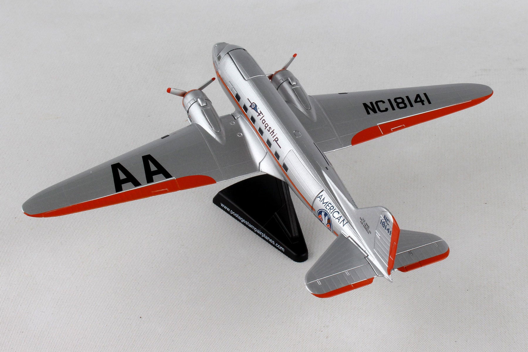 Douglas DC-3 American Airlines "Flagship Tulsa", 1/144 Scale Diecast Model Left Rear View