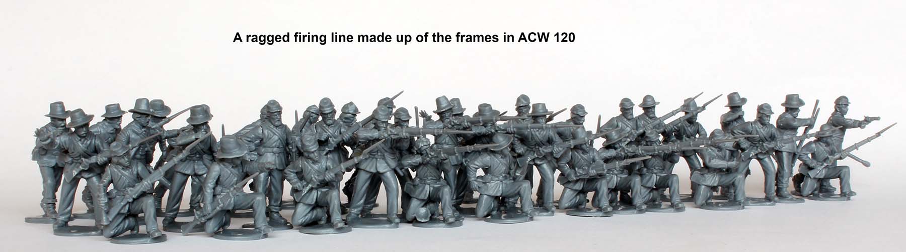 American Civil War Union Infantry In Sack Coats Skirmishing 1861-1865, 28 mm Scale Model Plastic Figures Box Contents