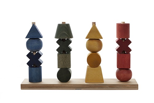 Rainbow Colored XL Wood Stacking Toy By Wooden Story