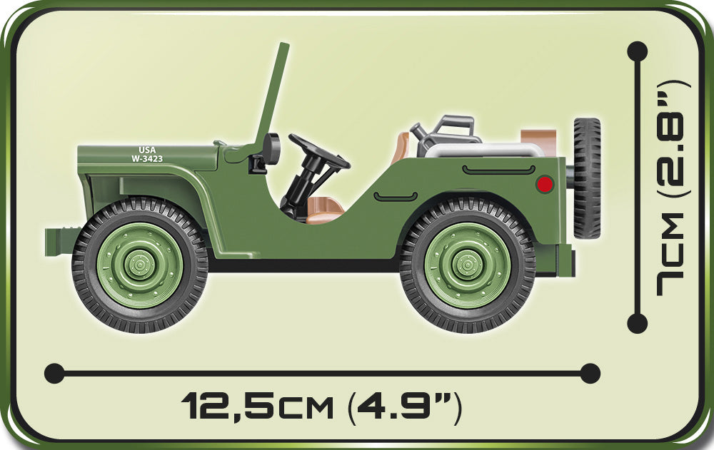 Ford GP ¼ Ton 4 x 4, 91 Piece Block Kit Side View Dimensions