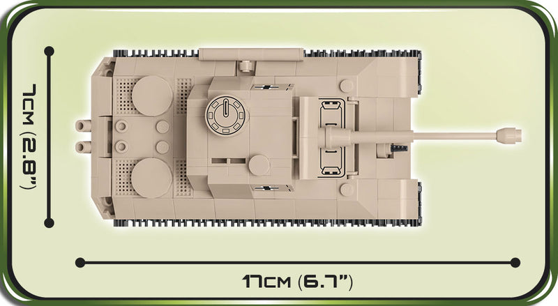Panzer V Panther Tank, 296 Piece Block Kit Top View Dimensions