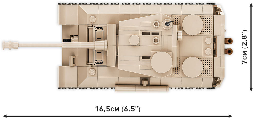 Panzer V Ausf. G Panther Tank, 298 Piece Block Kit Top View Dimensions